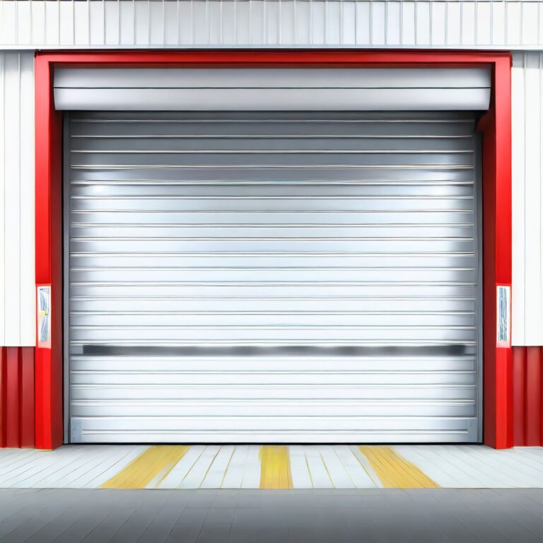 Custom overhead roll up door installation for a warehouse with limited clearance.